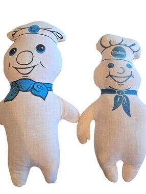 Vintage 1970s Pillsbury Doughboy Rag Dolls Lot Poppin Fresh Cloth Plush 14"
